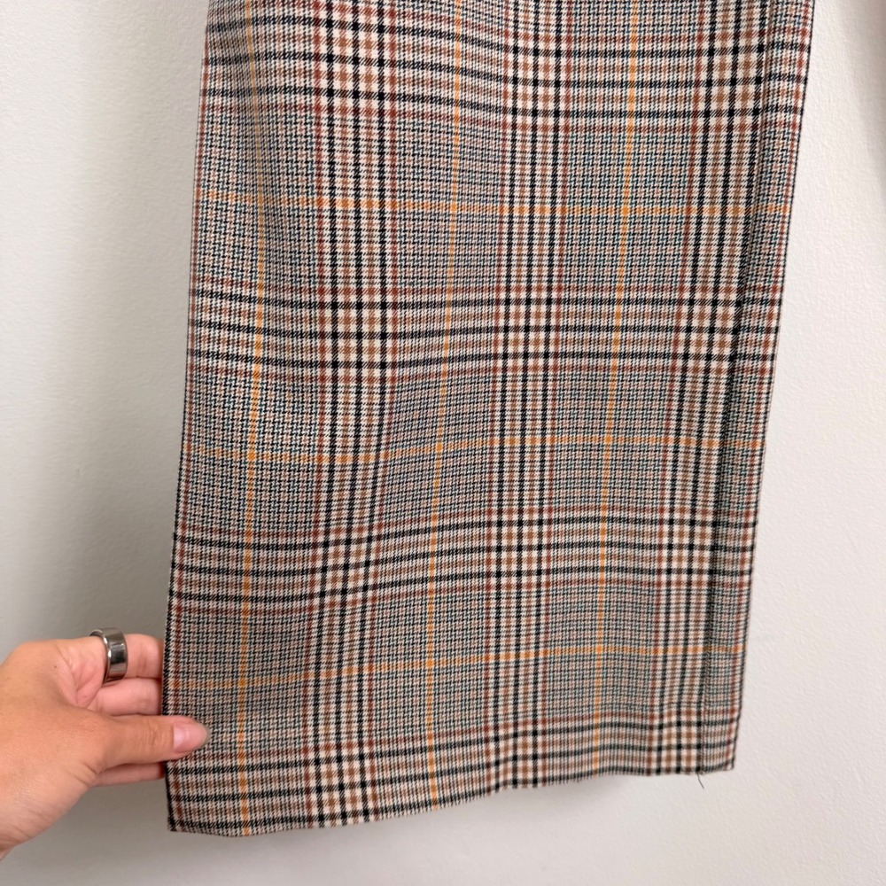 Gap Womens 6 Tall Plaid Wide Leg Trousers Brown Tan High Rise Dress Pants 1166 - Picture 6 of 10
